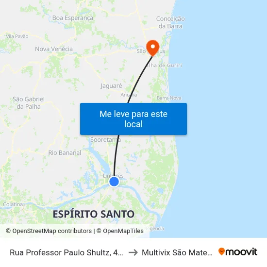 Rua Professor Paulo Shultz, 446 to Multivix São Mateus map