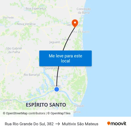 Rua Rio Grande Do Sul, 382 to Multivix São Mateus map