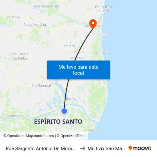 Rua Sargento Antonio De Moraes, 240 to Multivix São Mateus map