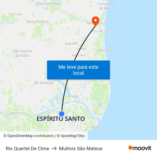 Rio Quartel De Cima to Multivix São Mateus map