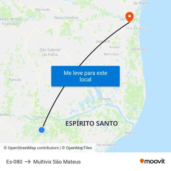 Es-080 to Multivix São Mateus map