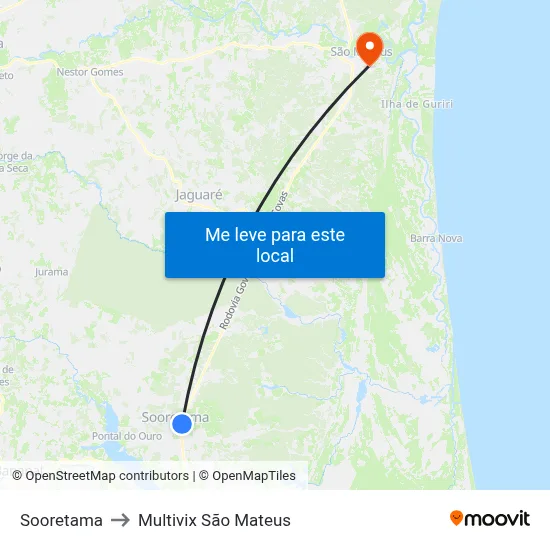 Sooretama to Multivix São Mateus map
