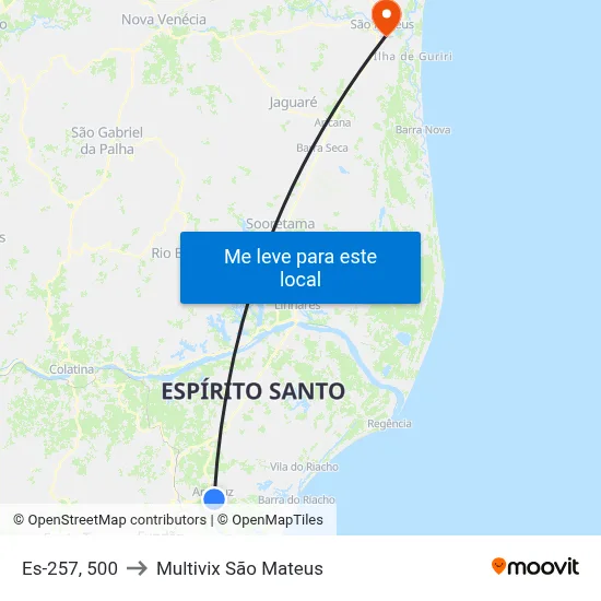 Es-257, 500 to Multivix São Mateus map