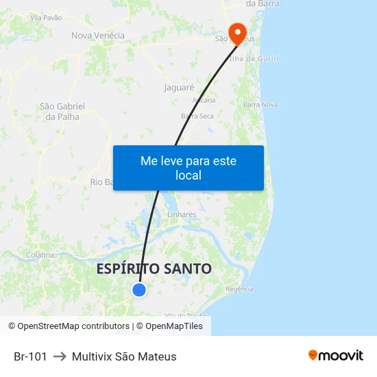 Br-101 to Multivix São Mateus map