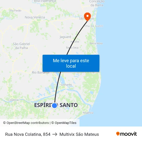 Rua Nova Colatina, 854 to Multivix São Mateus map