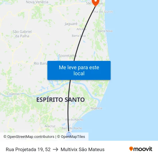 Rua Projetada 19, 52 to Multivix São Mateus map