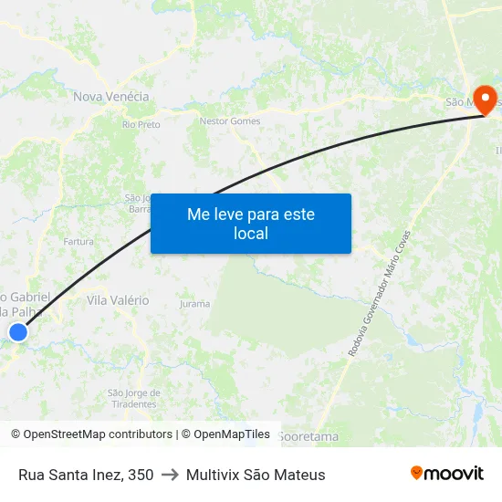Rua Santa Inez, 350 to Multivix São Mateus map