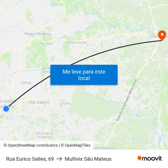 Rua Eurico Salles, 69 to Multivix São Mateus map