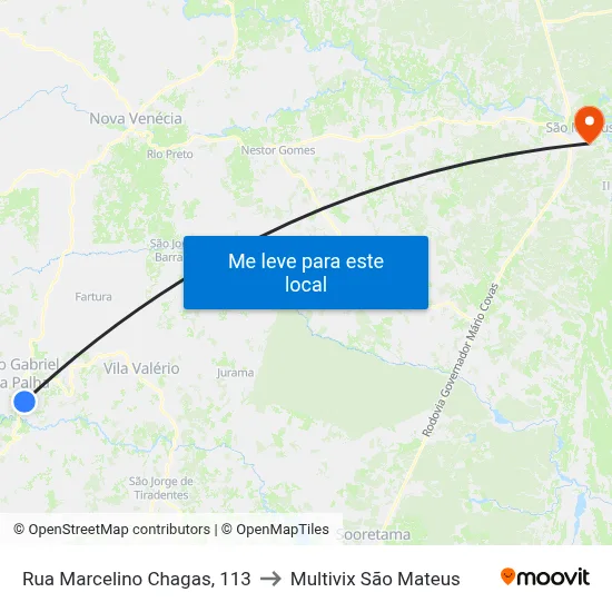 Rua Marcelino Chagas, 113 to Multivix São Mateus map