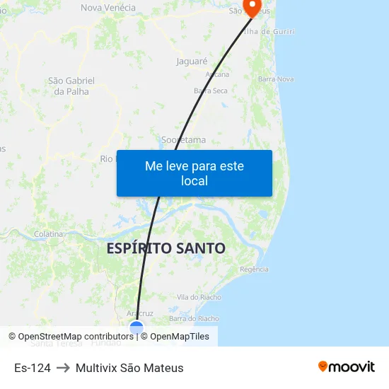 Es-124 to Multivix São Mateus map