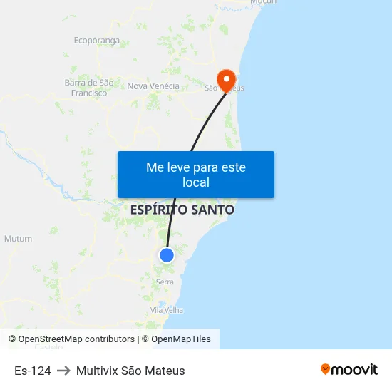 Es-124 to Multivix São Mateus map