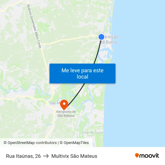 Rua Itaúnas, 26 to Multivix São Mateus map