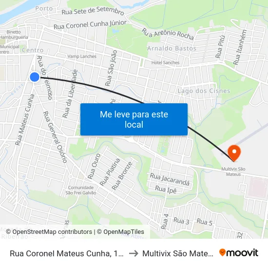 Rua Coronel Mateus Cunha, 167 to Multivix São Mateus map