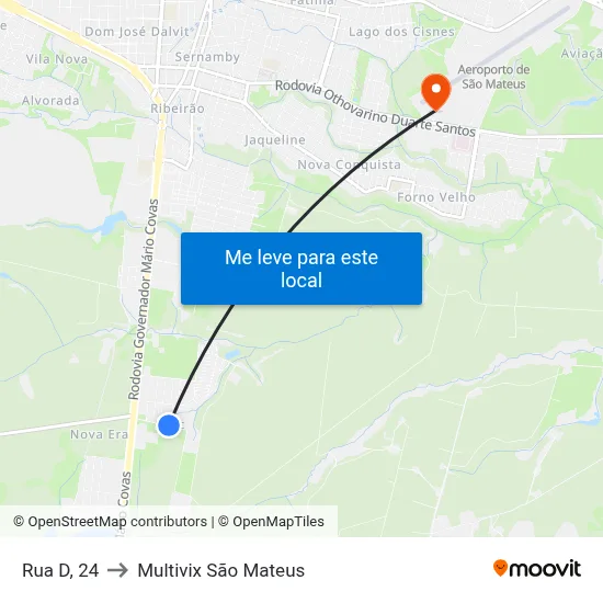 Rua D, 24 to Multivix São Mateus map