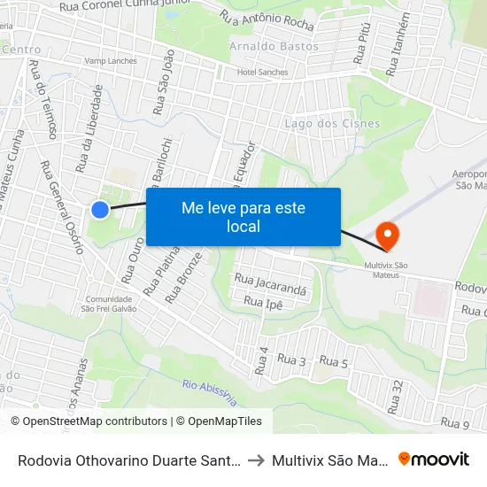 Rodovia Othovarino Duarte Santos, 65 to Multivix São Mateus map