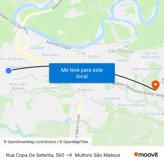 Rua Copa De Setenta, 560 to Multivix São Mateus map