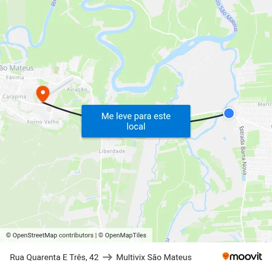Rua Quarenta E Três, 42 to Multivix São Mateus map