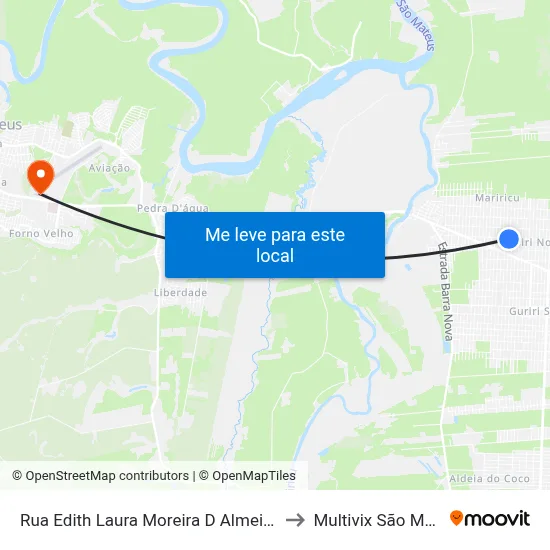 Rua Edith Laura Moreira D Almeida, 3227 to Multivix São Mateus map