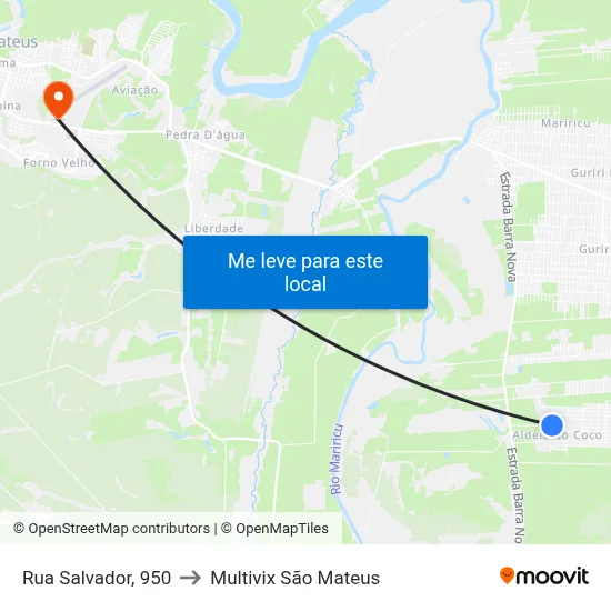 Rua Salvador, 950 to Multivix São Mateus map