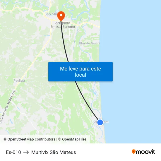Es-010 to Multivix São Mateus map