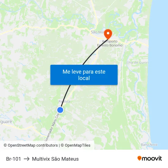 Br-101 to Multivix São Mateus map