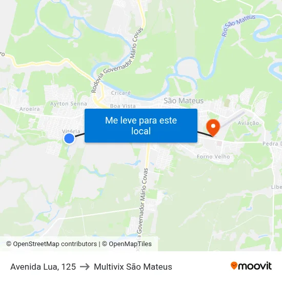 Avenida Lua, 125 to Multivix São Mateus map
