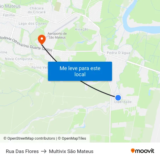 Rua Das Flores to Multivix São Mateus map