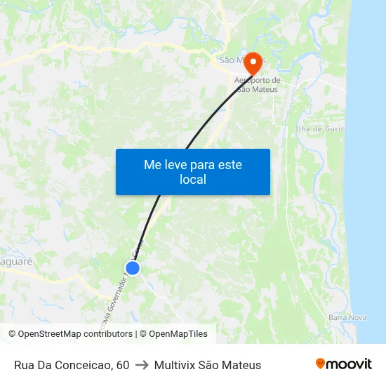 Rua Da Conceicao, 60 to Multivix São Mateus map