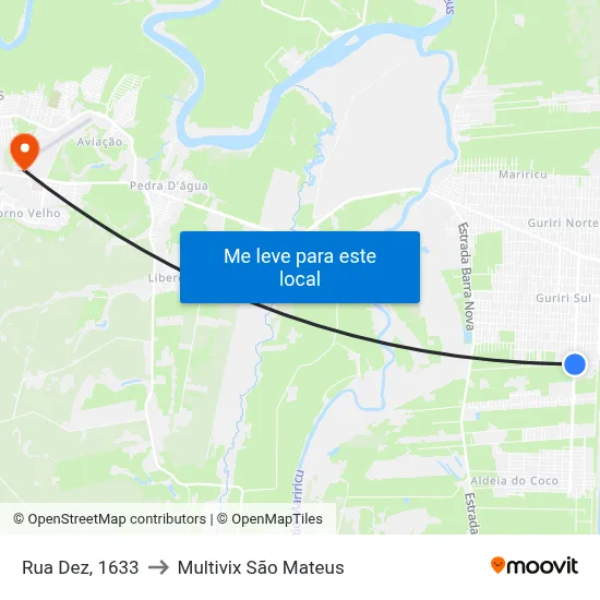 Rua Dez, 1633 to Multivix São Mateus map