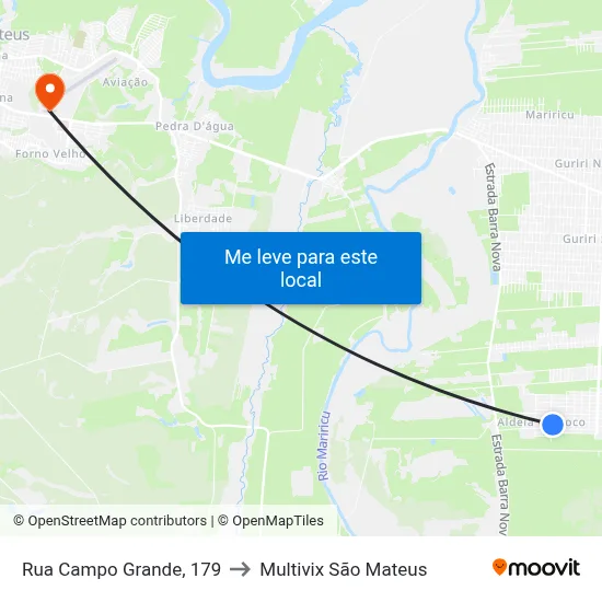 Rua Campo Grande, 179 to Multivix São Mateus map