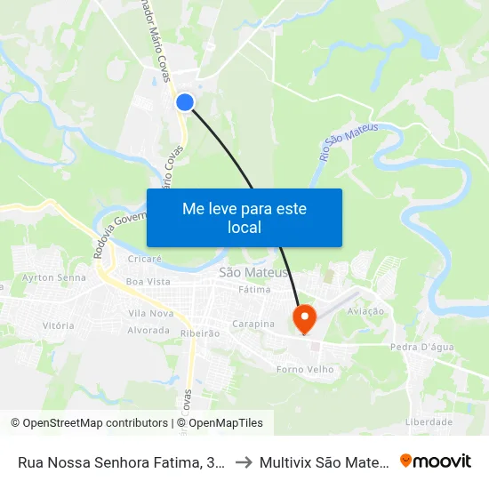 Rua Nossa Senhora Fatima, 311 to Multivix São Mateus map