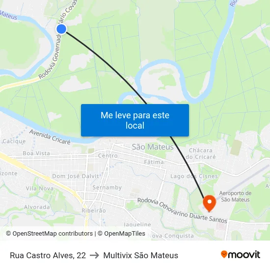 Rua Castro Alves, 22 to Multivix São Mateus map