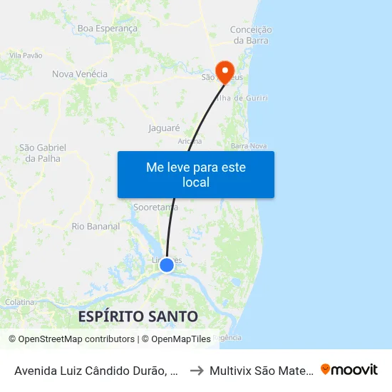 Avenida Luiz Cândido Durão, 346 to Multivix São Mateus map