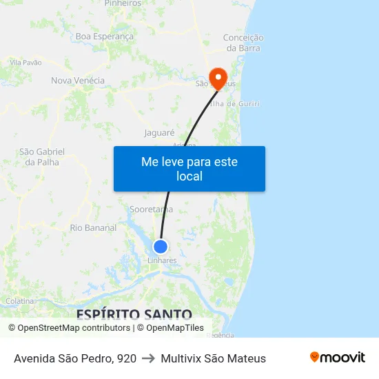 Avenida São Pedro, 920 to Multivix São Mateus map