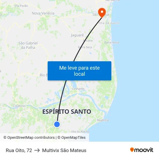 Rua Oito, 72 to Multivix São Mateus map
