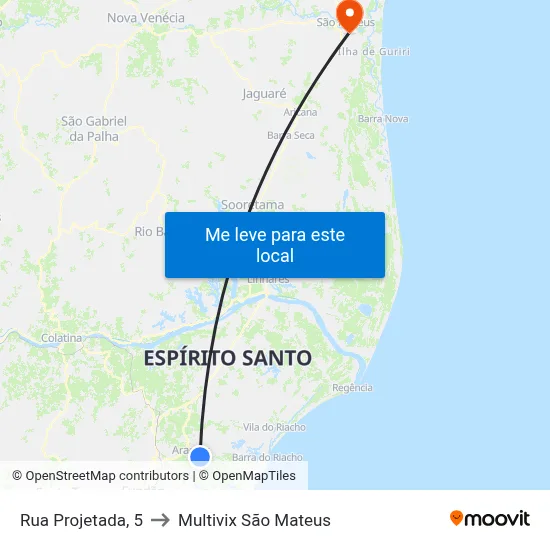 Rua Projetada, 5 to Multivix São Mateus map