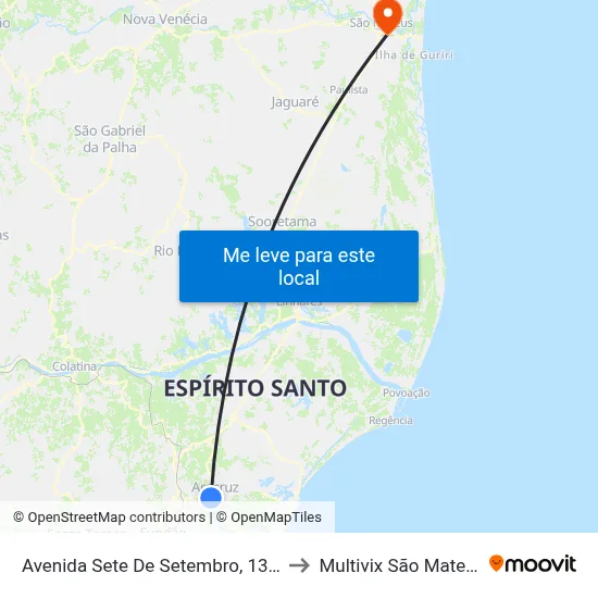 Avenida Sete De Setembro, 1313 to Multivix São Mateus map