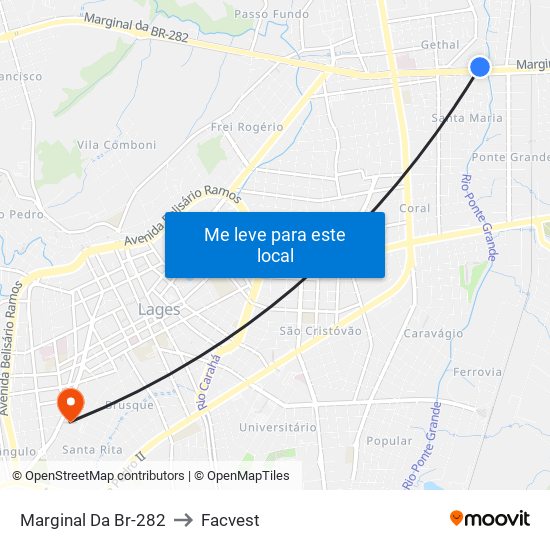 Marginal Da Br-282 to Facvest map