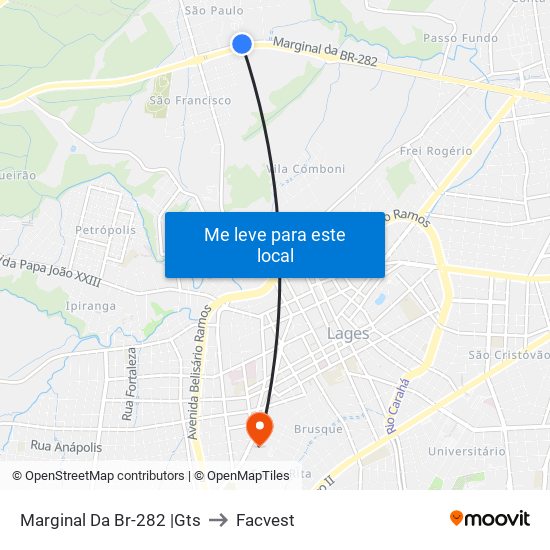 Marginal Da Br-282 |Gts to Facvest map