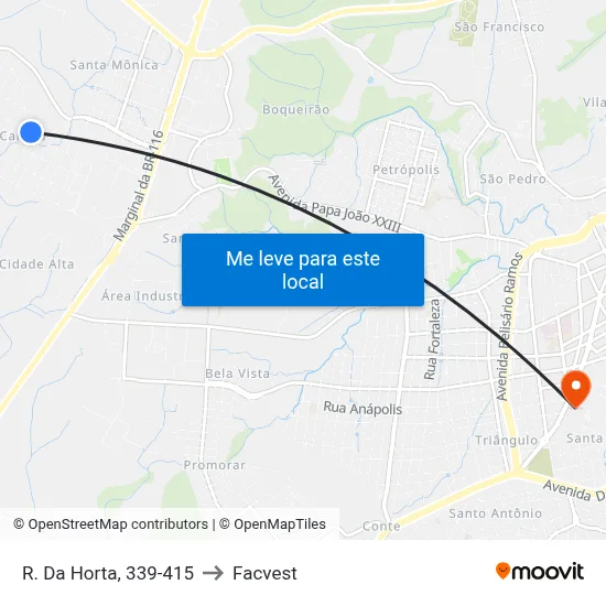 R. Da Horta, 339-415 to Facvest map
