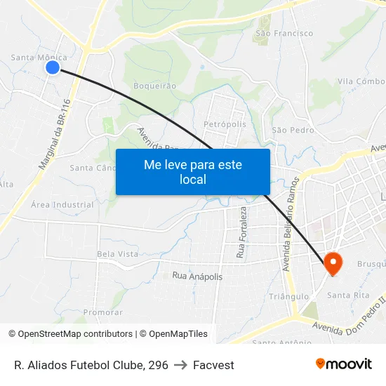 R. Aliados Futebol Clube, 296 to Facvest map