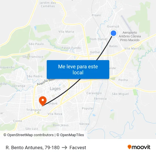 R. Bento Antunes, 79-180 to Facvest map