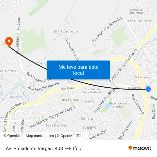 Av. Presidente Vargas, 408 to Ifsc map