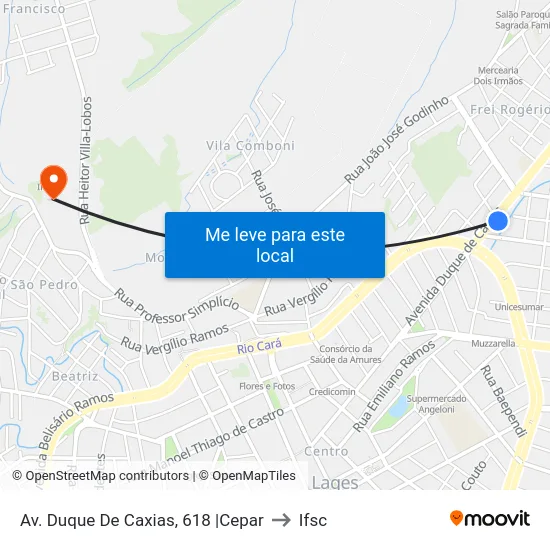 Av. Duque De Caxias, 618 |Cepar to Ifsc map