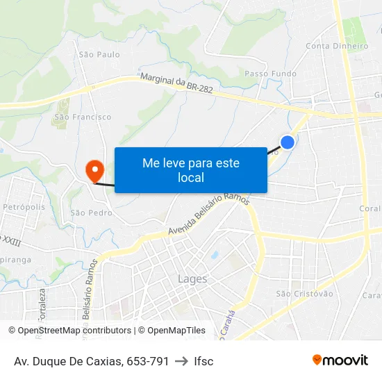 Av. Duque De Caxias, 653-791 to Ifsc map