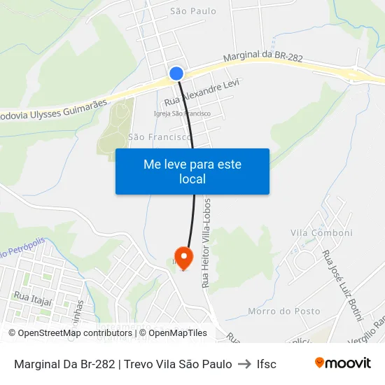 Marginal Da Br-282 | Trevo Vila São Paulo to Ifsc map