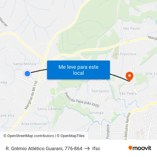 R. Grêmio Atlético Guarani, 776-864 to Ifsc map