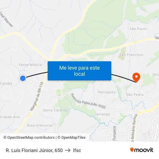 R. Luís Floriani Júnior, 650 to Ifsc map