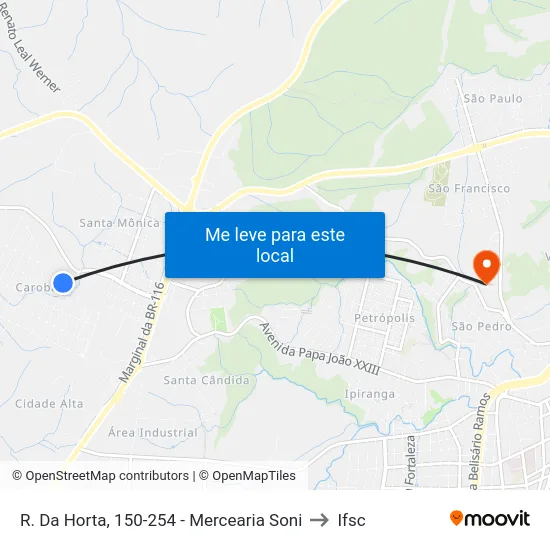 R. Da Horta, 150-254 - Mercearia Soni to Ifsc map