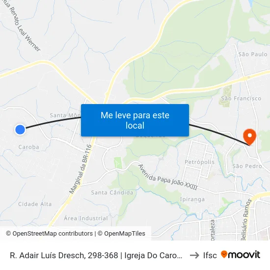 R. Adair Luís Dresch, 298-368 | Igreja Do Caroba to Ifsc map